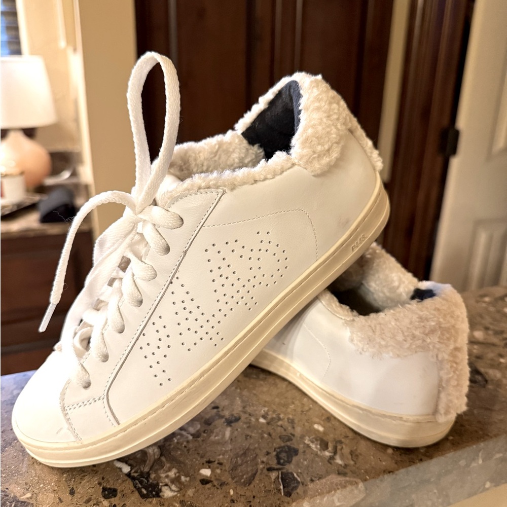 P448 White Fleece-Lined Sneakers